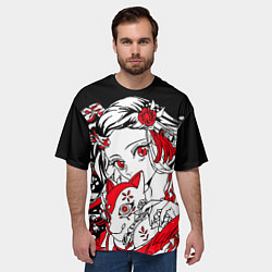 Футболка оверсайз мужская Клинок рассекающий демонов - незуко комадо, цвет: 3D-принт — фото 2