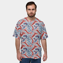 Футболка оверсайз мужская Русские узоры текстура, цвет: 3D-принт — фото 2
