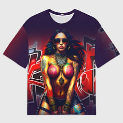 Футболка оверсайз мужская Девушка панк, цвет: 3D-принт
