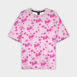 Мужская футболка оверсайз Барби, сердечки и цветочки