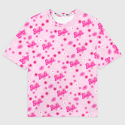 Футболка оверсайз мужская Барби, сердечки и цветочки, цвет: 3D-принт