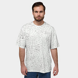 Футболка оверсайз мужская Хаотичная черно-белая рябь - узор Хуф и Ся, цвет: 3D-принт — фото 2