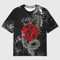 Футболка оверсайз мужская Dragon - black grunge, цвет: 3D-принт