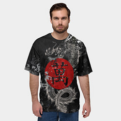 Футболка оверсайз мужская Dragon - black grunge, цвет: 3D-принт — фото 2