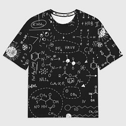 Мужская футболка оверсайз Химические формулы на чёрном