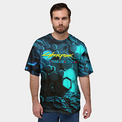 Футболка оверсайз мужская Cyberpunk 2077 phantom liberty blue abstract, цвет: 3D-принт — фото 2