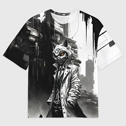 Мужская футболка оверсайз Кибернетический кицунэ