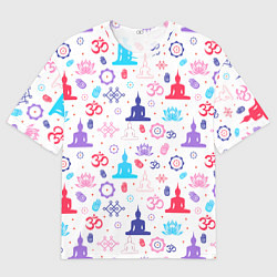 Футболка оверсайз мужская Медитация - символика, цвет: 3D-принт