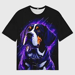 Футболка оверсайз мужская Бигль - фиолетовый неон, цвет: 3D-принт