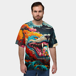 Футболка оверсайз мужская Художественный дракон от нейросети, цвет: 3D-принт — фото 2