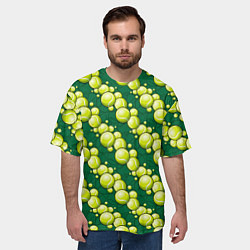 Футболка оверсайз мужская Большой теннис - мячики, цвет: 3D-принт — фото 2