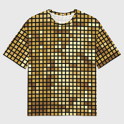 Мужская футболка оверсайз Золотая мозаика, поверхность диско шара