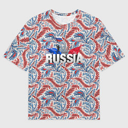 Футболка оверсайз мужская Happy Russia волнистые узоры, цвет: 3D-принт