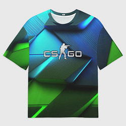 Футболка оверсайз мужская CS GO green blue abstract, цвет: 3D-принт