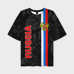 Футболка оверсайз мужская Russia black style, цвет: 3D-принт