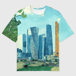Мужская футболка оверсайз Москва-сити Ван Гог