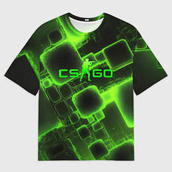 Футболка оверсайз мужская CS GO зеленые кислотные плиты, цвет: 3D-принт