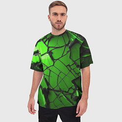 Футболка оверсайз мужская Зеленое треснутое стекло, цвет: 3D-принт — фото 2