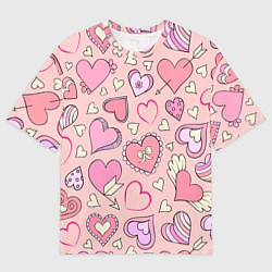 Футболка оверсайз мужская Many many hearts, цвет: 3D-принт