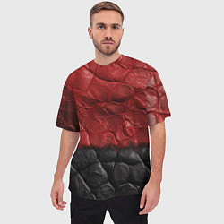 Футболка оверсайз мужская Черная красная текстура, цвет: 3D-принт — фото 2