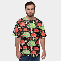 Футболка оверсайз мужская Веселые мухоморчики, цвет: 3D-принт — фото 2