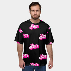 Футболка оверсайз мужская Логотип Кен - патерн, цвет: 3D-принт — фото 2