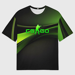 Футболка оверсайз мужская CS GO black green logo, цвет: 3D-принт