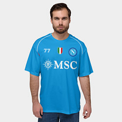 Футболка оверсайз мужская Хвича Кварацхелия Наполи форма 2324 домашняя, цвет: 3D-принт — фото 2