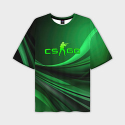 Футболка оверсайз мужская CS GO green abstract, цвет: 3D-принт