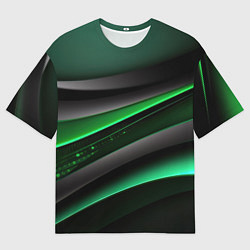 Футболка оверсайз мужская Black green line, цвет: 3D-принт