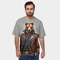 Футболка оверсайз мужская Cool bear - steampunk - neural network, цвет: 3D-принт — фото 2