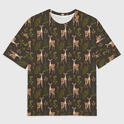 Мужская футболка оверсайз Олени и растения