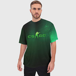 Футболка оверсайз мужская CSGO green logo, цвет: 3D-принт — фото 2