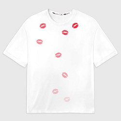 Футболка оверсайз мужская Следы поцелуев губы, цвет: 3D-принт