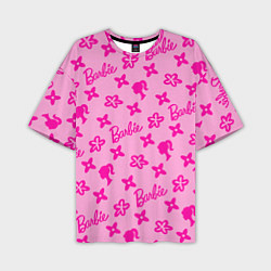 Мужская футболка оверсайз Барби паттерн розовый
