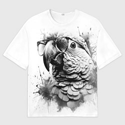 Футболка оверсайз мужская Попугай ара в старинных очках, цвет: 3D-принт