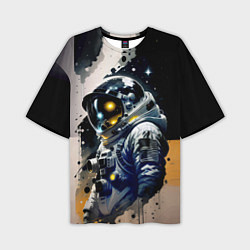Мужская футболка оверсайз Космонавт в скафандре - набросок