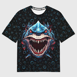 Мужская футболка оверсайз Evil shark