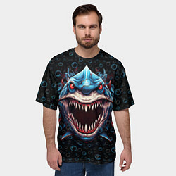 Футболка оверсайз мужская Evil shark, цвет: 3D-принт — фото 2