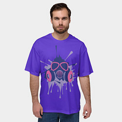 Футболка оверсайз мужская Противогаз и Брызги чернил, цвет: 3D-принт — фото 2
