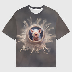 Мужская футболка оверсайз Мордочка забавного поросёнка