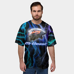 Футболка оверсайз мужская Мистер Бист - молнии, цвет: 3D-принт — фото 2