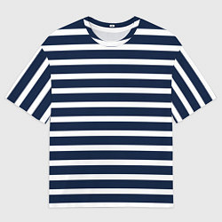 Мужская футболка оверсайз Широкие тёмно-синие полосы