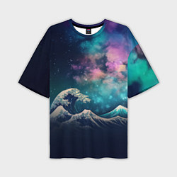 Мужская футболка оверсайз Космическая Большая волна в Канагаве