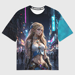 Футболка оверсайз мужская Принцесса Зельда в киберпанке, цвет: 3D-принт