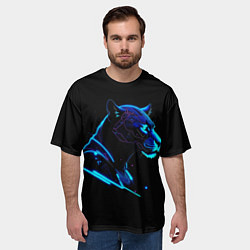 Футболка оверсайз мужская Пантера киберпан, цвет: 3D-принт — фото 2