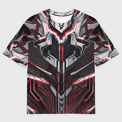 Мужская футболка оверсайз Красная кибер броня