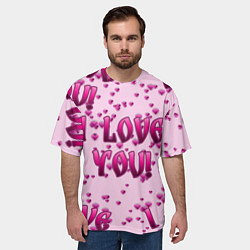 Футболка оверсайз мужская Я люблю тебя паттерн, цвет: 3D-принт — фото 2