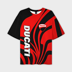 Мужская футболка оверсайз Ducati - red stripes