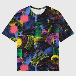 Мужская футболка оверсайз Яркие абстрактые формы с текстурой